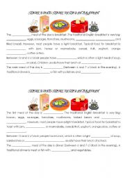English Worksheet: Meals and meal times in Britain