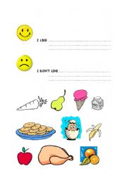 English Worksheet: food, likes and dislikes