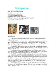 English Worksheet: Pablo Picasso 