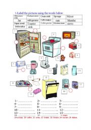 English Worksheet: In the kitchen