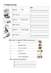 English worksheet: series of activites