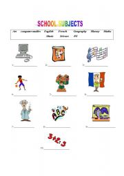 English worksheet: School Subjects