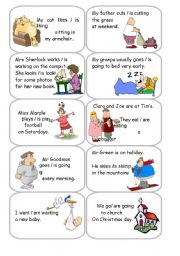 English Worksheet: Present Simple - Present Continuous Cards 1