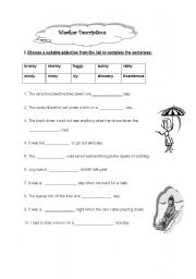 English worksheet: Its Raining Adjectives