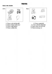 English worksheet: playing with toys 2