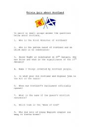 English Worksheet: Scotland Quiz