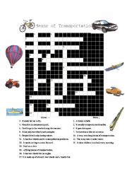 English Worksheet: Transportation Crossword