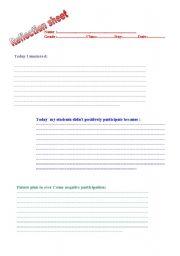 English Worksheet: reflection sheet