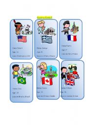 English Worksheet: Country cards 1