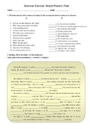 English Worksheet: Simple Present and Past  Exercises