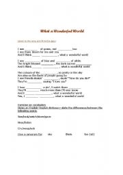 English Worksheet: Song: What a wonderful world