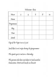 English Worksheet: Television Logic Quiz