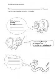 English Worksheet: Animal Descriptions