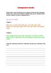 English Worksheet: Compound words