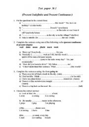 English Worksheet: Present Simple and Continious