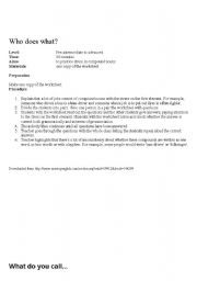 English Worksheet: who does what