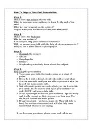 English Worksheet: how to prepare for an oral presentation