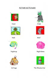 English Worksheet: picture dictionary for little red riding hood