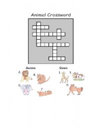 English Worksheet: Animals - Crossword