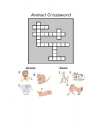 English worksheet: Animals - Crossword