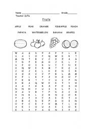 English worksheet: Fruits