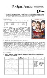 English Worksheet: Bridget Joness Diary_Movie guide