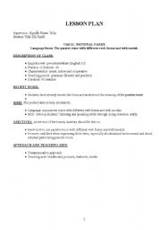 English worksheet: Lesson plan for grammar