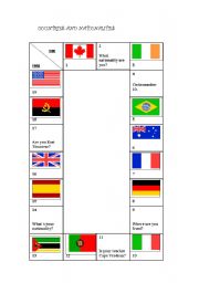 English Worksheet: Countries and Nationalities Game