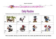 English Worksheet: Daily Routine with Disney