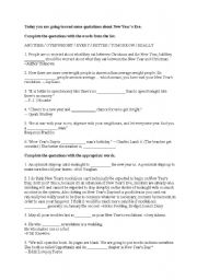 English Worksheet: New Years Eve