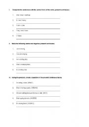 English Worksheet: Present continuous