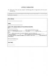 English Worksheet: Letter of application