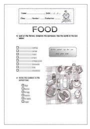 English Worksheet: Food