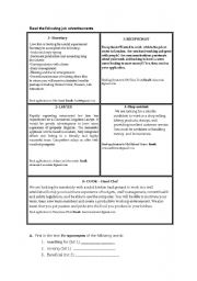 English Worksheet: Job ads