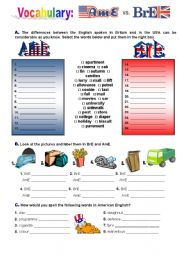 English Worksheet: American English and British English