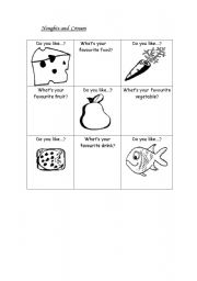 English worksheet: Noughts and Crosses Foods