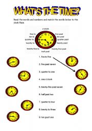 English Worksheet: whats the time?