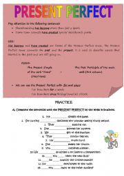 English Worksheet: Present perfect (part1)