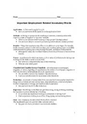 English Worksheet: Employment