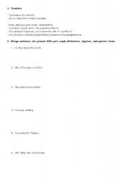 English Worksheet: Present & Past Simple practice