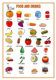 English Worksheet: FOOD AND DRINKS