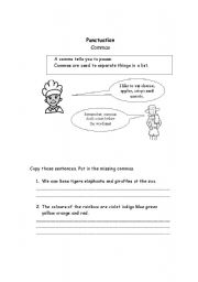 English Worksheet: Punctuation-Use of commas