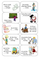 Prepositions of time - Cards 2