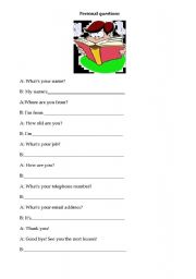 English worksheet: Personal information