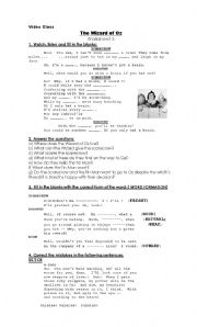 English Worksheet: The Wizard of Oz- Video Class- Worksheet 3.