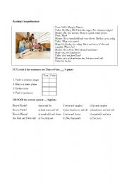 English Worksheet: Reading Comprehension (verb To be)