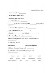 English Worksheet: matching adjectives sheet, elementary