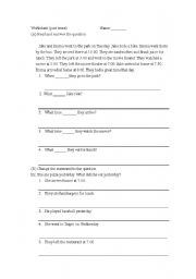 English worksheet: past simple worksheet