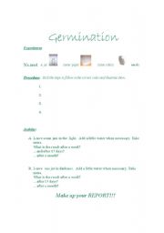 English Worksheet: Germination