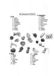 English Worksheet: food